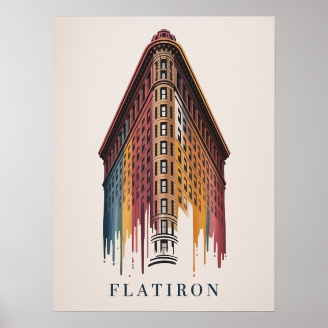 Flatiron Building paint‑drip style Poster (Front)