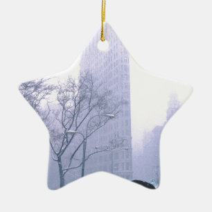 Flatiron Building Snow Storm NeW York Ceramic Ornament