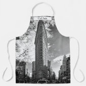 Flatiron Building with Clouds Black and White Apron (Front)