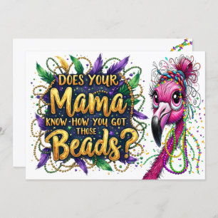 Flaunty Flamingo Mardi Gras  Invitation