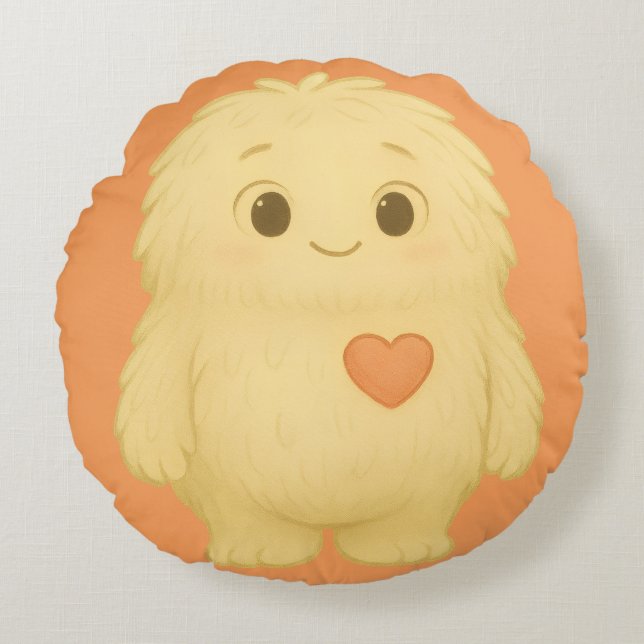 Flauschi Kissen – Das Empathie-Monster Round Cushion (Front)