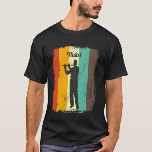 Flautist Retro 70s Vintage Flute Playing Man T-Shirt