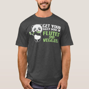 Flautist Vegetables Cute Panda Vegan Bamboo Flute T-Shirt