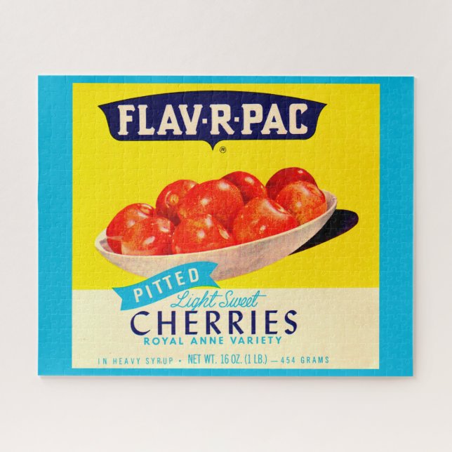 Flav-R-Pac pitted cherries label Jigsaw Puzzle (Horizontal)
