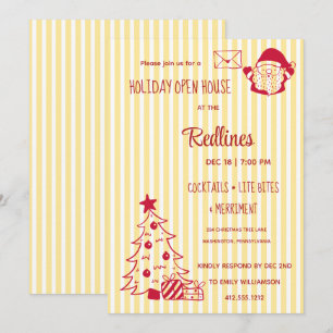 Flavescent stripped Holiday Open House Invitation