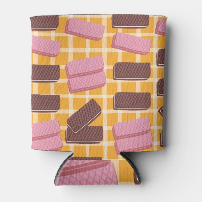 Flavoued Wafers Seamless Background Can Cooler (Front)