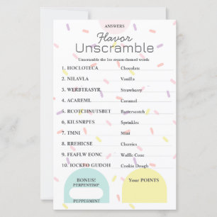 Flavour Frenzy Word Scramble ANSWER KEY