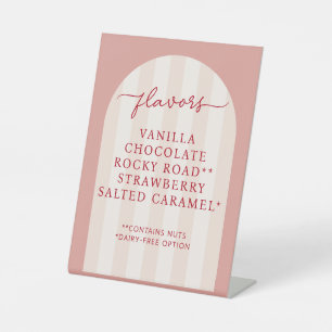 Flavour List Ice Cream Bridal Shower Pedestal Sign