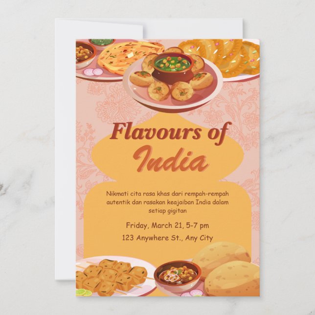 Flavours of India food invitation (Front)