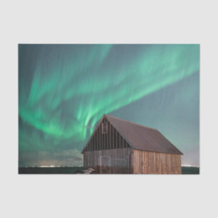 Flawless Brown Barn Under Aurora Borealis Sky Tissue Paper