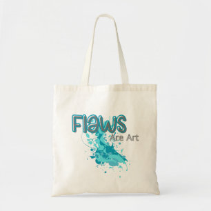 Flaws Are Art – Inspirational Abstract Splash Blue Tote Bag