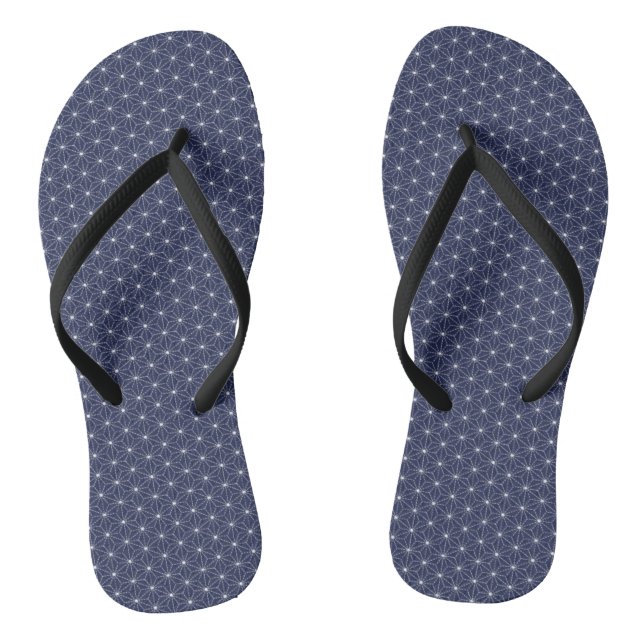 Flax-leaf dashes-line pattern traditional japanese thongs (Footbed)
