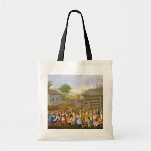 Flax Scutching Bee, 1885 (oil on bed ticking) Tote Bag