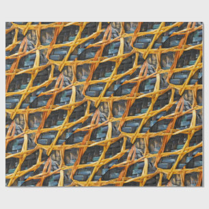 Flax Weave Basket From Aotearoa New Zealand Blue Wrapping Paper