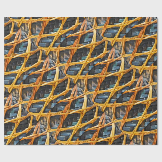 Flax Weave Basket From Aotearoa New Zealand Blue Wrapping Paper (Flat)