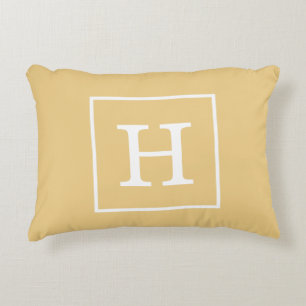 Flax White Framed Initial Monogram Decorative Cushion