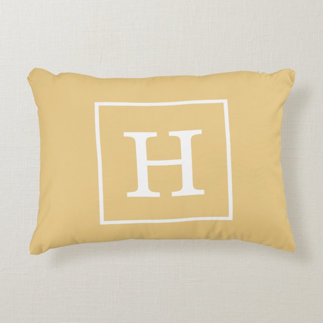 Flax White Framed Initial Monogram Decorative Cushion (Front)