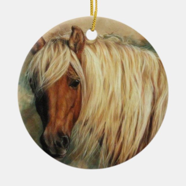 Flaxen Shetland Pony Ceramic Ornament (Front)