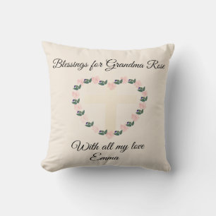 Fldoral Heart Blessing for a Beloved Grandma Cushion