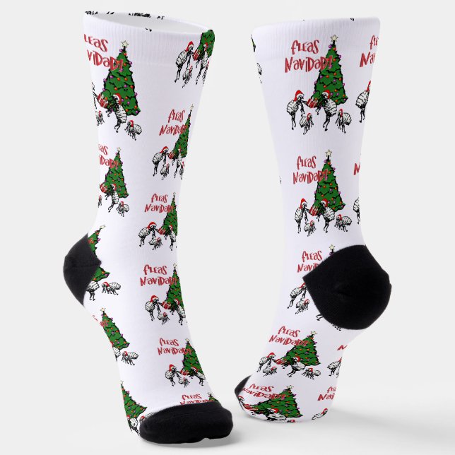 Fleas Navidad Christmas Socks (Angled)