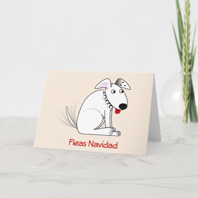 Fleas Navidad Humorous Dog Christmas Card (Front)