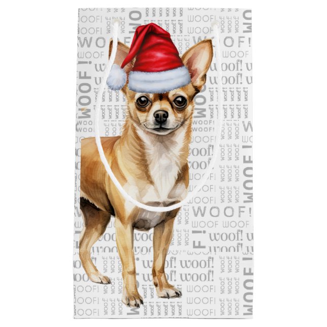 Fleas Navidog Chihuahua Funny Christmas Small Gift Small Gift Bag (Front)