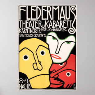 FLEDERMAUS THEATER & CABARET Art Deco Advertising Poster