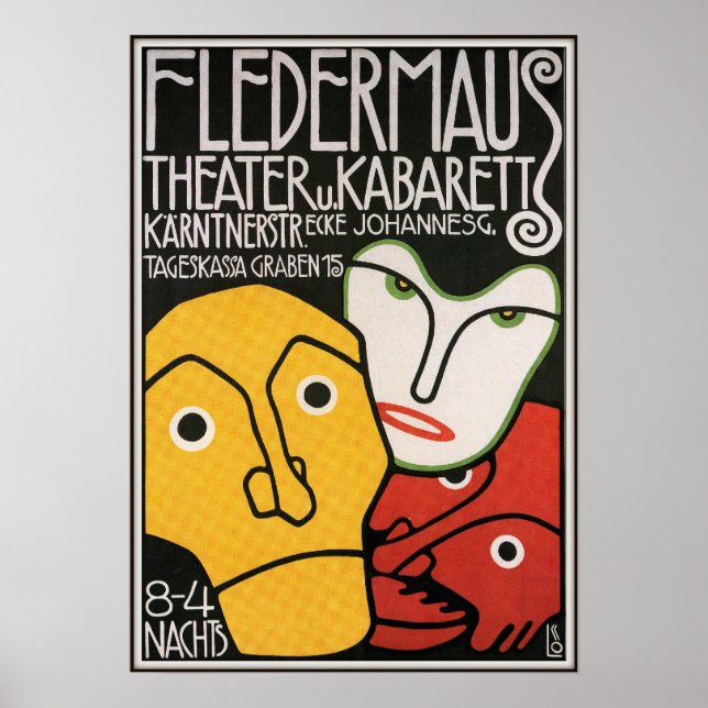 Fledermaus Theatre and Cabaret, 1907 Poster (Front)