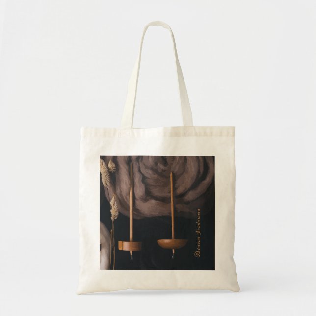Fleece and Drop Spindles Tote Bag (Front)
