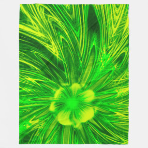 Fleece Blanket Abstract Lines Green Flower