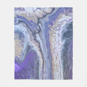 Fleece Blanket Abstract Purple & Gold Mineral Vein