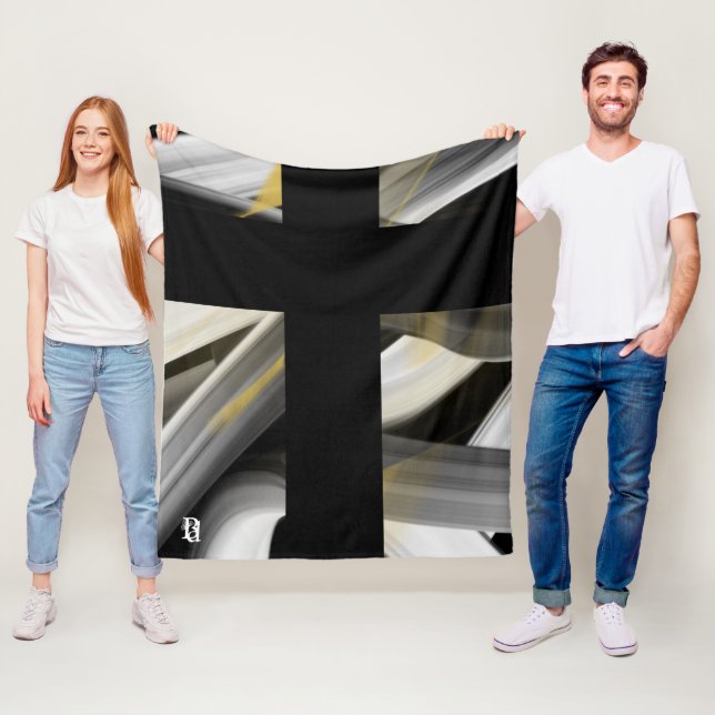 Fleece Blanket Abstract Trend Interior Decor Black (In Situ)