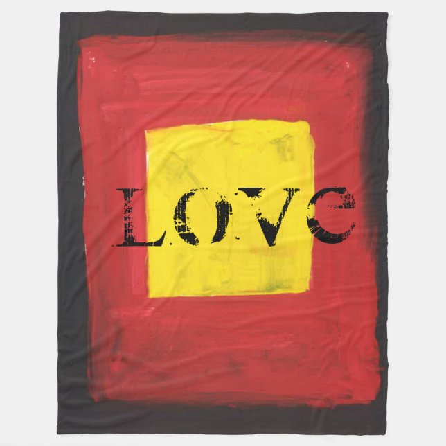 Fleece Blanket Black, Red, and Yellow. (Front)
