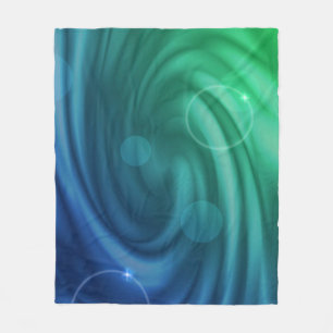 Fleece Blanket Blue And Green Vortex