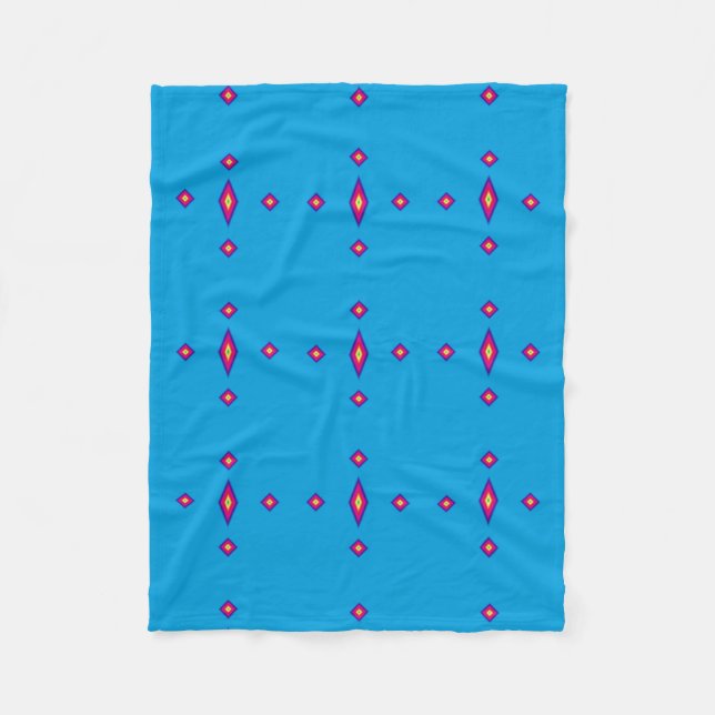Fleece Blanket - Blue with Rainbow Diamonds (Front)