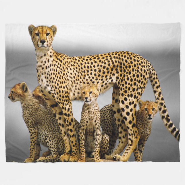 Fleece Blanket/Cheetah & Cubs Blanket (Front (Horizontal))