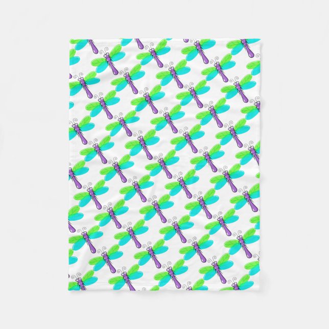 Fleece Blanket/Cute Dragonflies Blanket (Front)