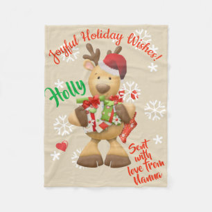 Fleece Blanket Cute Reindeer Personalised Names