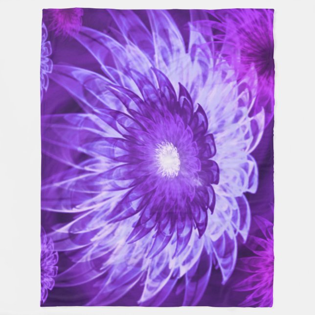 Fleece Blanket Fantasy Flowers Purple (Front)