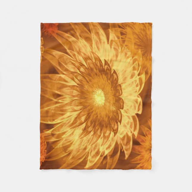 Fleece Blanket Fantasy Flowers Yellow (Front)