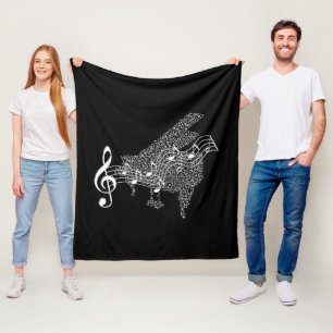 Fleece Blanket - Grand Piano and Staff