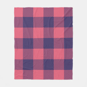 Fleece Blanket Hot Pink Magenta Indigo Plaid