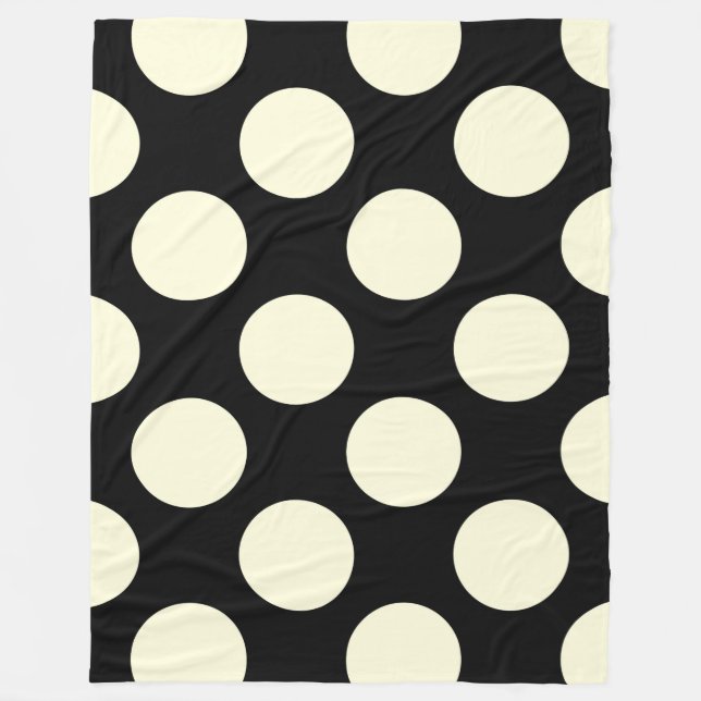 Fleece Blanket Large Circles Dots Black Cream (Front)