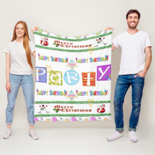 Fleece Blanket Merry Christmas Happy Birthday