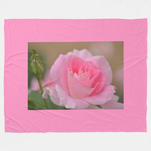 Fleece Blanket/Pink Rose Blanket (Front (Horizontal))