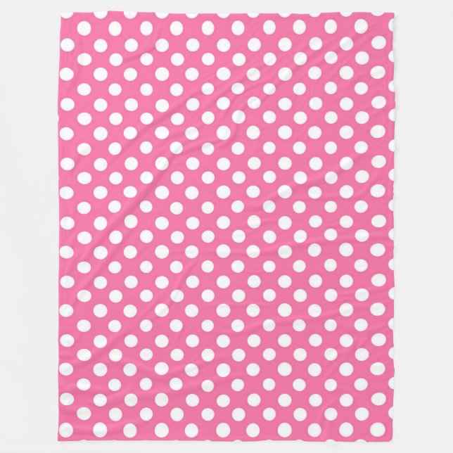 Fleece Blanket/Pink with White Polka Dots (Front)