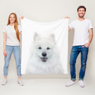 Fleece Blanket, Samoyed Dog  by miart