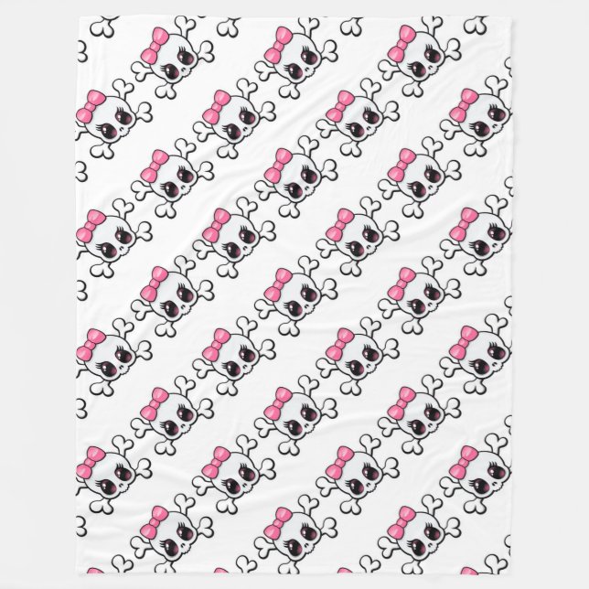 Fleece Blanket/Skulls with Bow Blanket (Front)