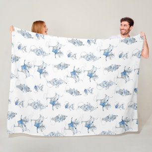 Fleece Blanket — Snow Mice Pattern