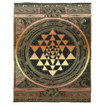 Fleece Blanket SriYantra yoga black gold spirital